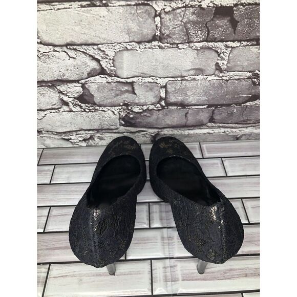 Tory Burch Black Leather Floral Fabric Platform Stiletto High Heels Women Sz 8M - Picture 7 of 16